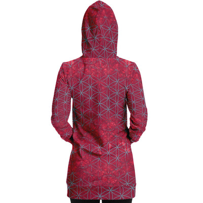 Flower of Life Bright Raspberry | Sacred Geometry Long Hoodie Dress