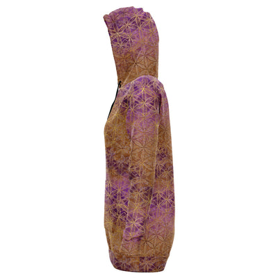 Flower of Life Brown Purple | Sacred Geometry Long Hoodie Dress