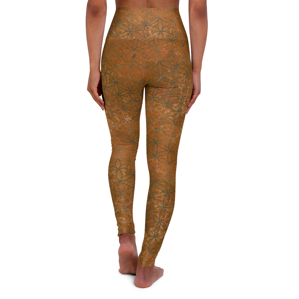 Flower of Life Burnt Sienna | Sacred Geometry Yoga Leggings