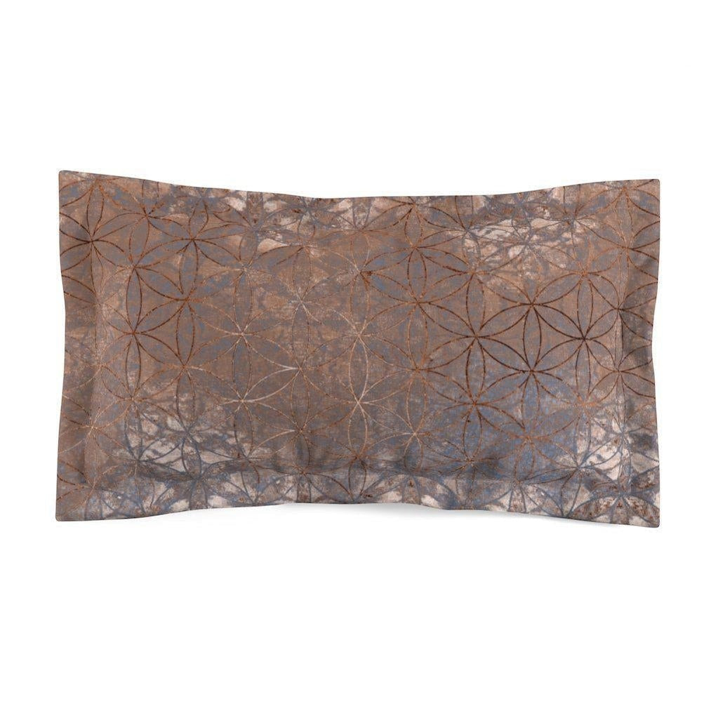 Flower of Life Copper Grey | Sacred Geometry Microfiber Pillow Sham