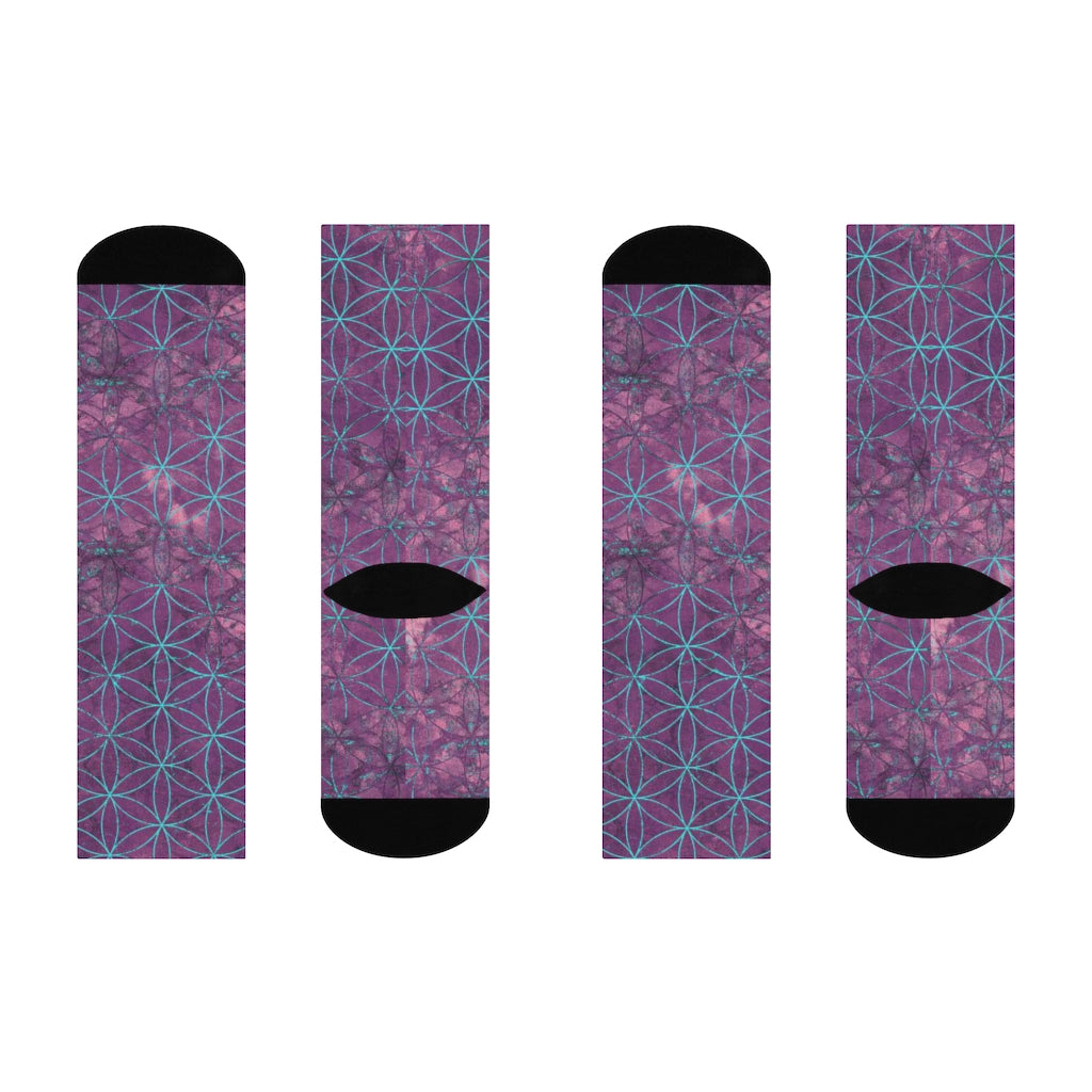 Flower of Life Deep Purple | Sacred Geometry Crew Socks