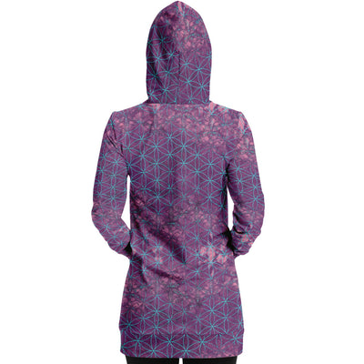 Flower of Life Deep Purple | Sacred Geometry Long Hoodie Dress