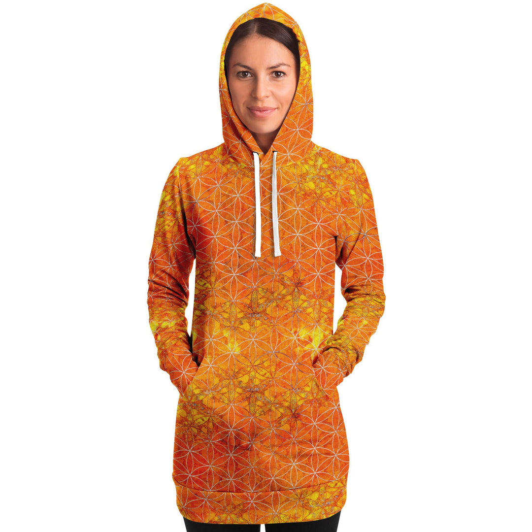 open lace back dress Flower of Life Fiery Orange