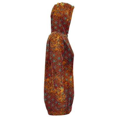 Flower of Life Fiery Rusty Orange | Sacred Geometry Long Hoodie Dress