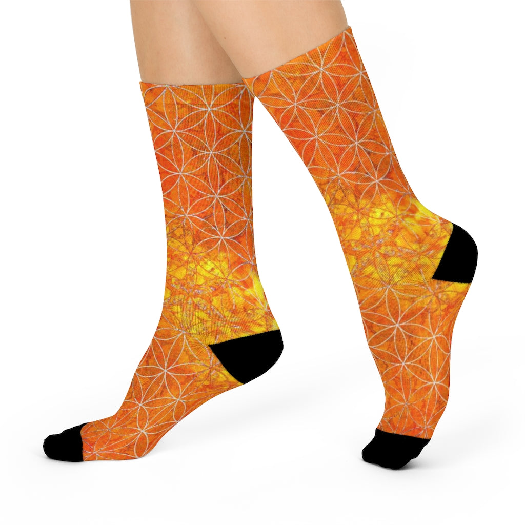 Flower of Life Fire Orange | Sacred Geometry Crew Socks