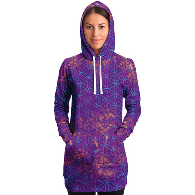 Flower of Life Hot Purple | Sacred Geometry Long Hoodie Dress