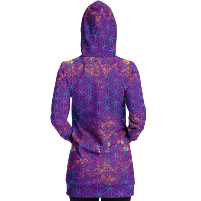 Flower of Life Hot Purple | Sacred Geometry Long Hoodie Dress