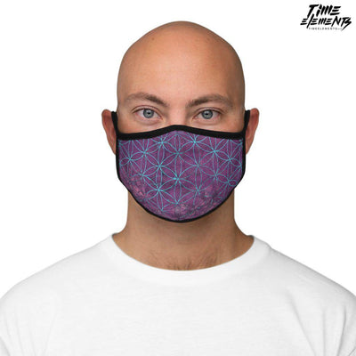 Flower of Life Purple Aqua | Sacred Geometry Fitted Face Mask