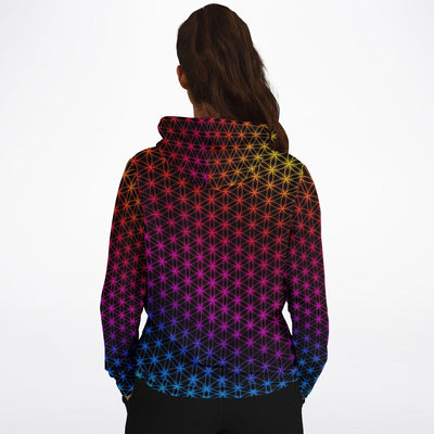 Flower of Life Rainbow Pattern Black | Sacred Geometry Unisex Hoodie