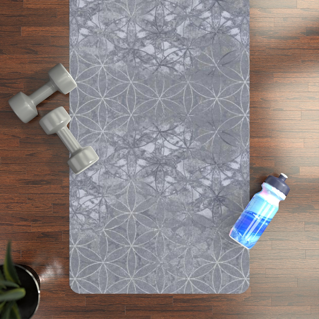 Flower of Life Silver | Sacred Geometry Rubber Yoga Mat
