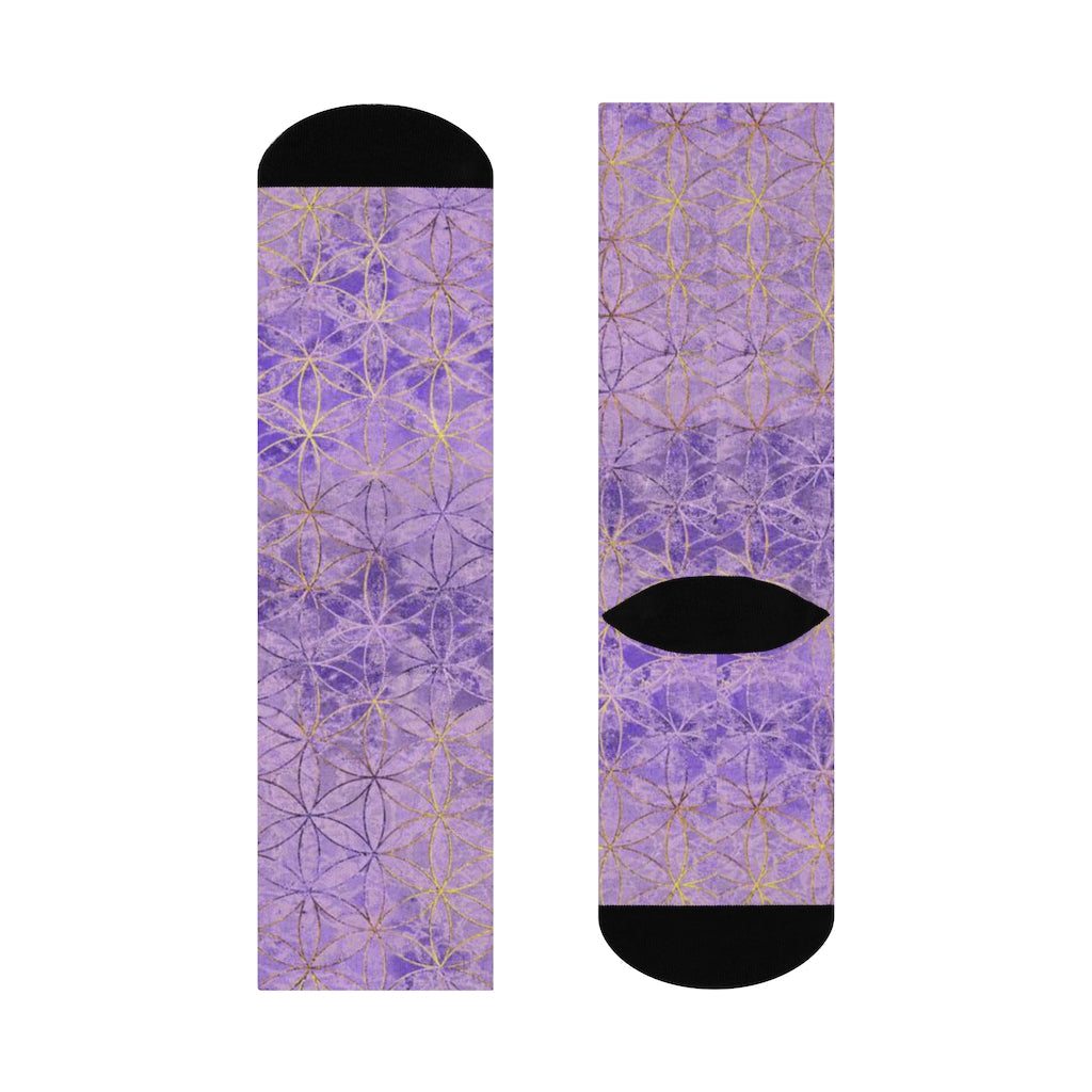 Flower of Life Violet Gold | Sacred Geometry Crew Socks