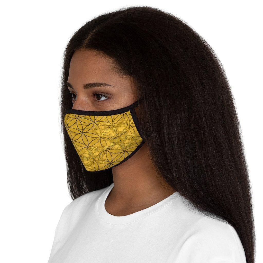 Flower of life Deep Gold | Sacred Geometry Fitted Face Mask