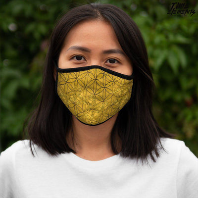Flower of life Deep Gold | Sacred Geometry Fitted Face Mask