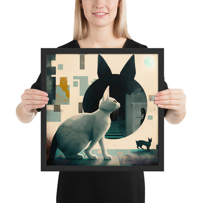 "Following the White Rabbit", Evocative Modern Collage | Framed poster