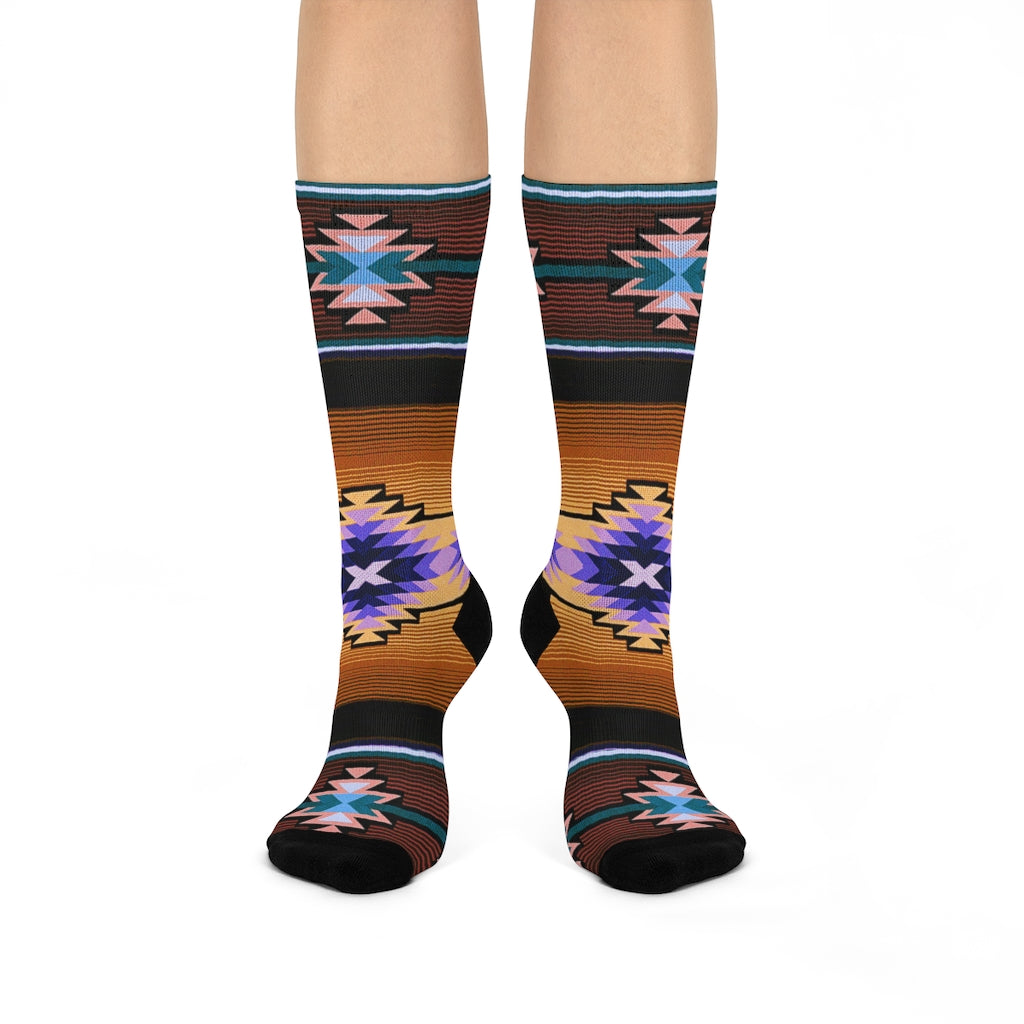 Funky Shaman Amber Purple | Native American Crew Socks