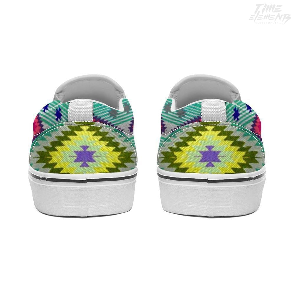 Funky Shaman Aqua Lime | Native American Shoes | Slip-on Sneakers