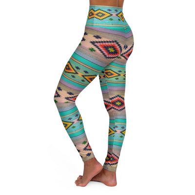 Funky Shaman Aqua Rose | Native American Yoga Leggings