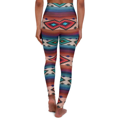 Funky Shaman Beige Blue | Native American pattern Yoga Leggings