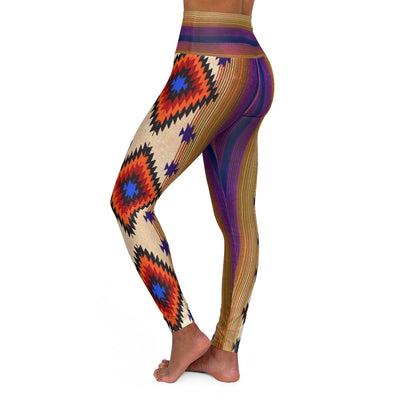 Funky Shaman Beige Purple | Native American pattern Yoga Leggings