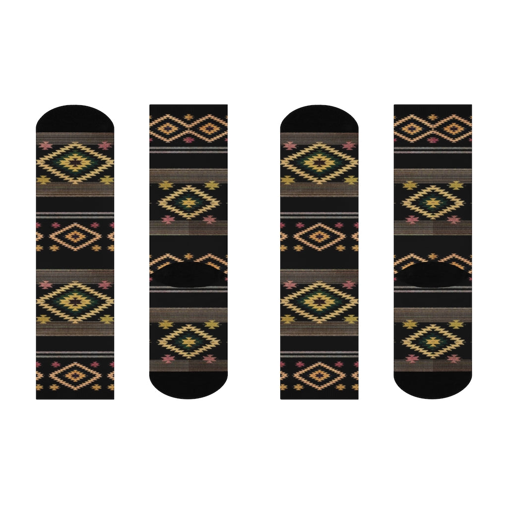 Funky Shaman Black Gold | Native American Crew Socks
