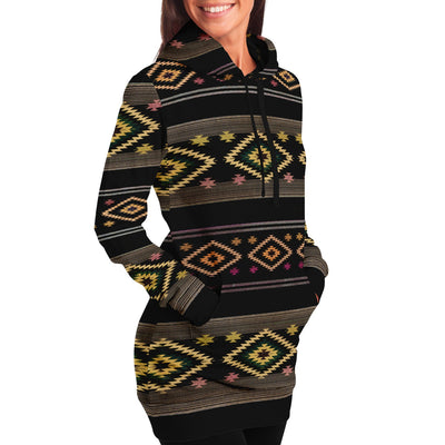 Funky Shaman Black Gold | Native American Long Hoodie Dress