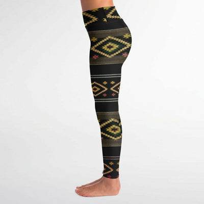 Funky Shaman Black Gold | Native American Pattern Yoga Leggings
