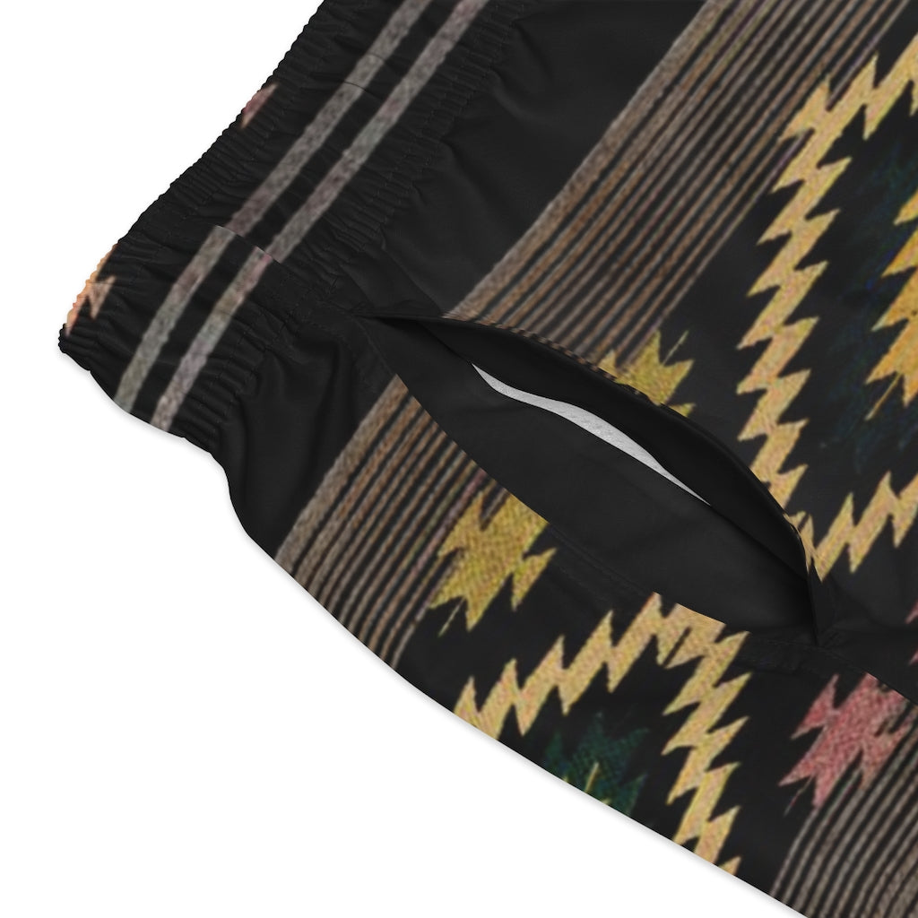 Funky Shaman Black Gold | Native American pattern Swim Trunks
