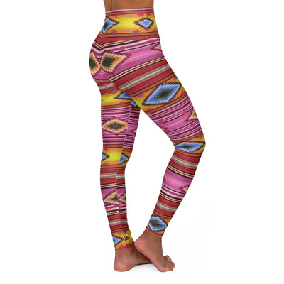 Funky Shaman Bright Pink Yellow | Native American Yoga Leggings