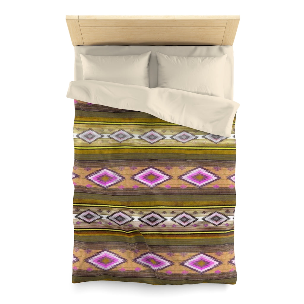 Funky Shaman Bright Sienna Pink - Faded texture | Native American Pattern Duvet Cover