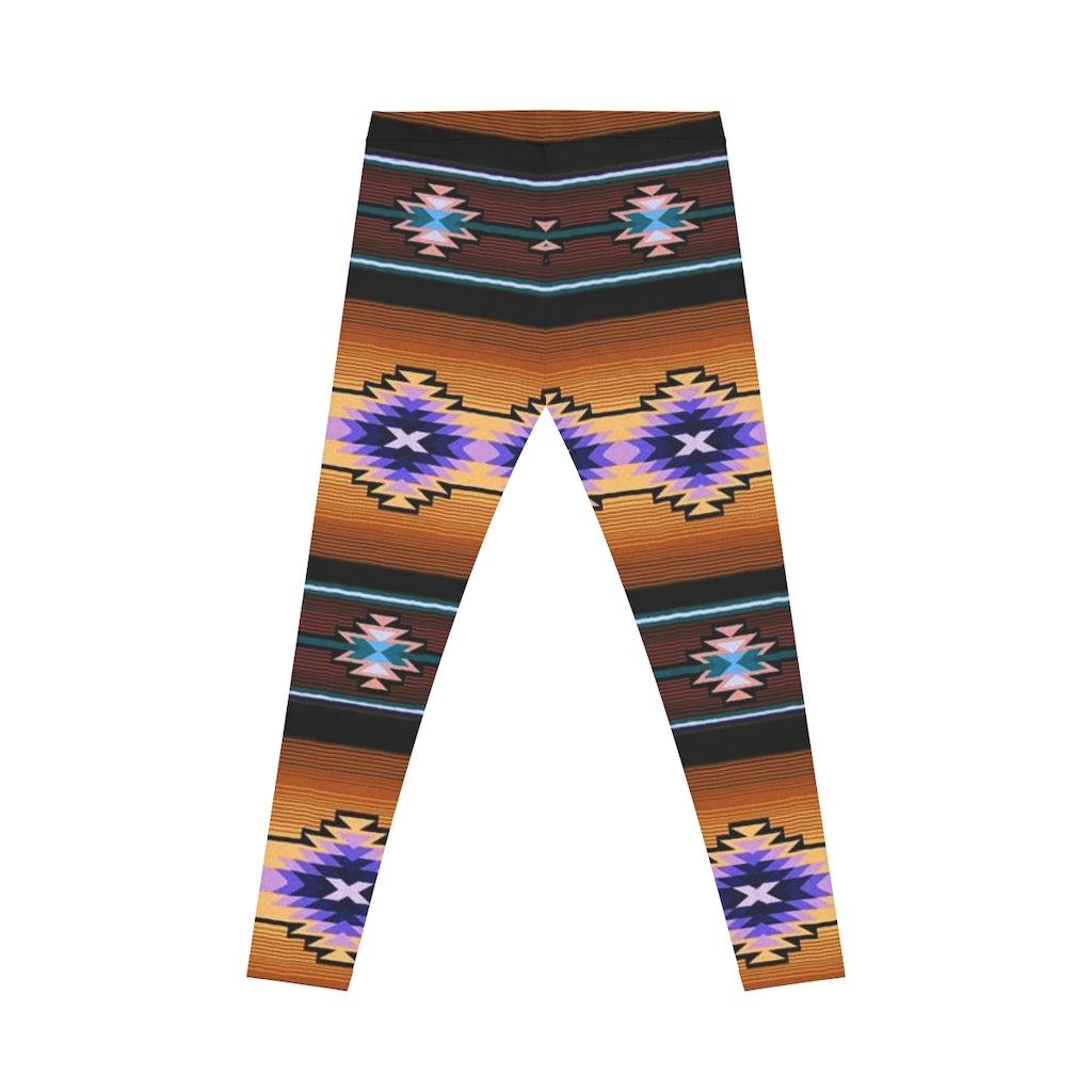 Funky Shaman Burnt Amber Purple | Native American Pattern Leggings