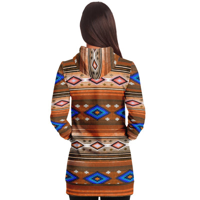 Funky Shaman Burnt Sienna Blue | Native American Long Hoodie Dress