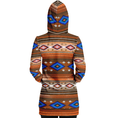 Funky Shaman Burnt Sienna Blue | Native American Long Hoodie Dress