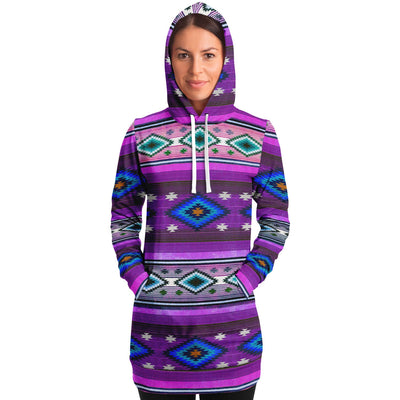Funky Shaman Icy Blue | Native American Long Hoodie Dress