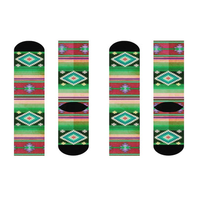 Funky Shaman Magenta Green | Native American Crew Socks