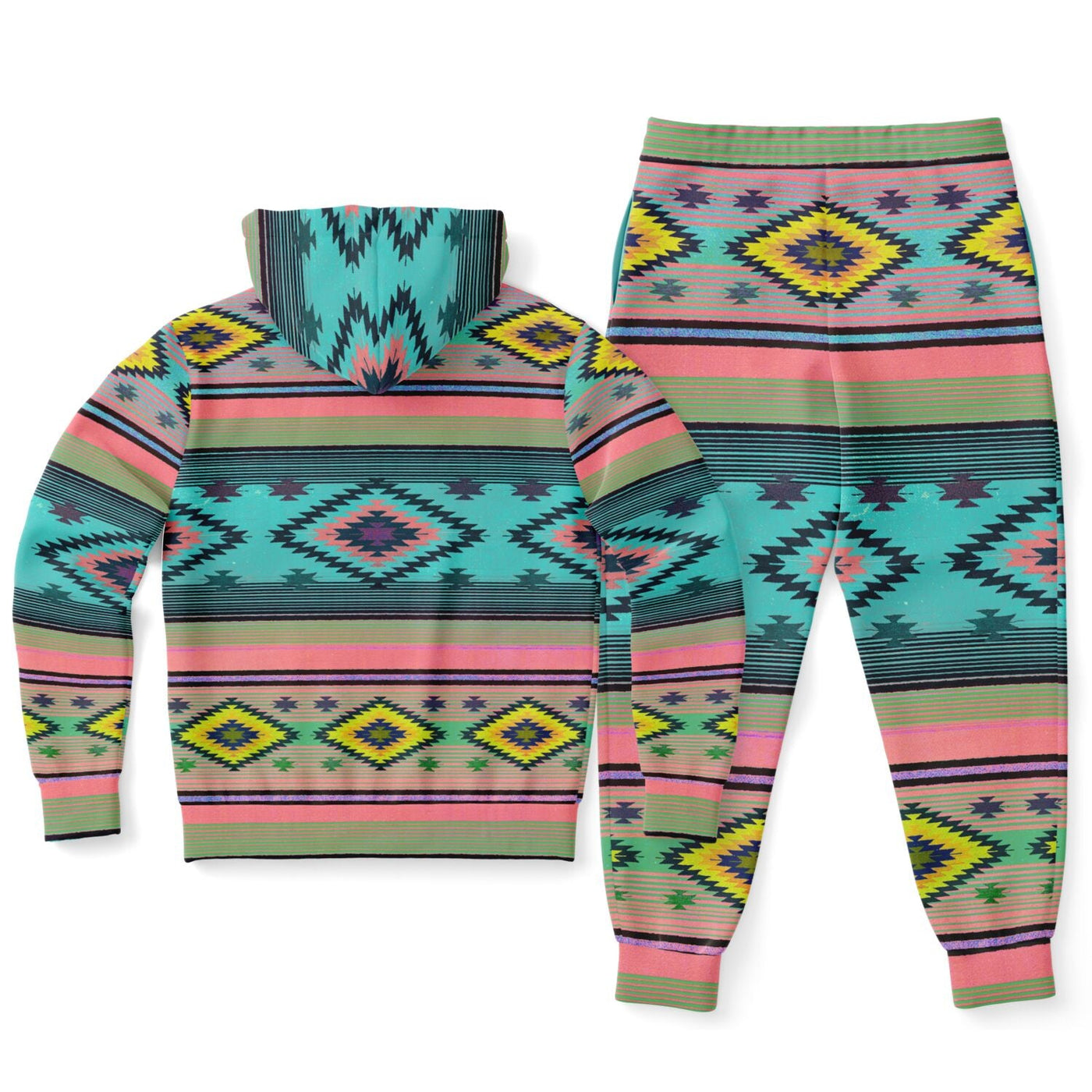 Funky Shaman Neon Pink Azure | Native American Zip Up Hoodie And Joggers Set