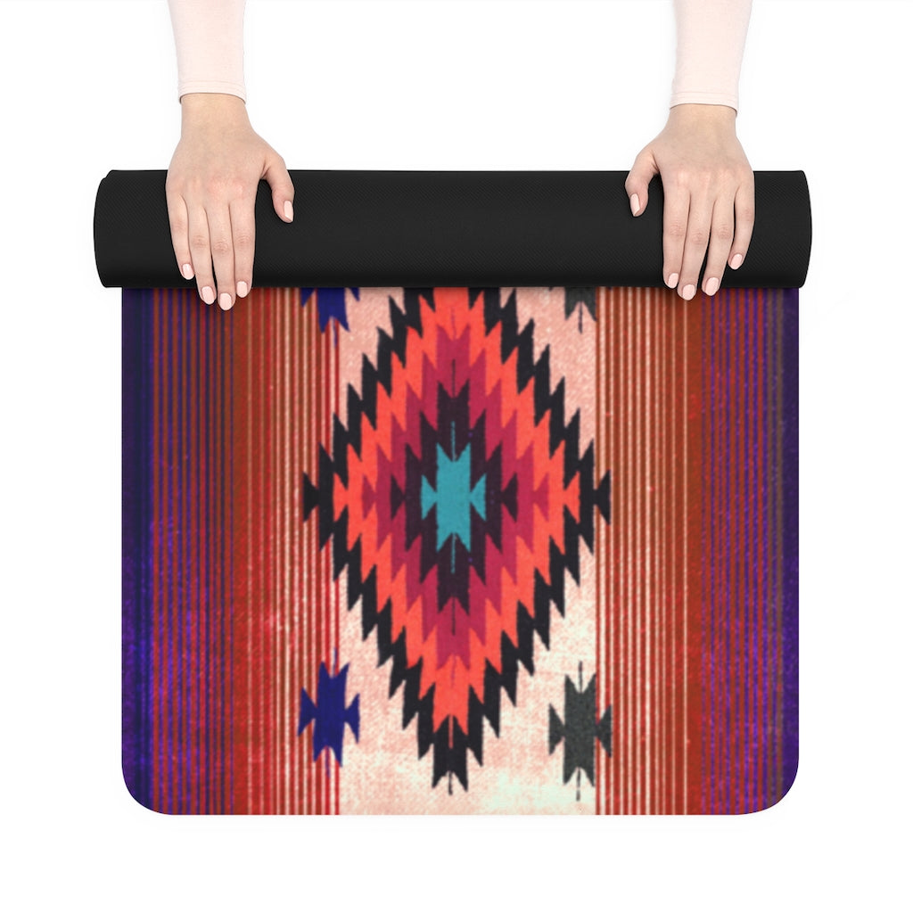 Funky Shaman Orange Purple | Native American Rubber Yoga Mat