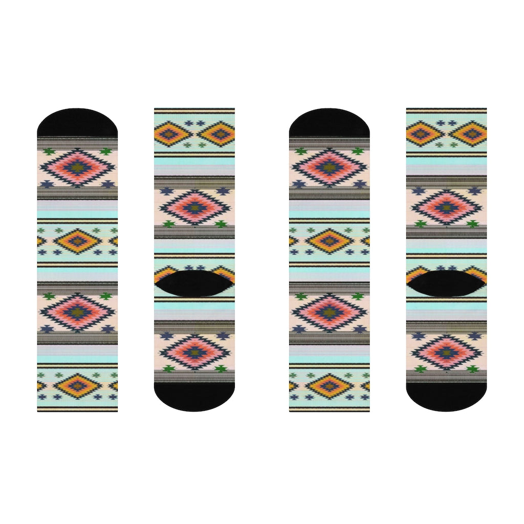 Funky Shaman Pale Mint | Native American Crew Socks