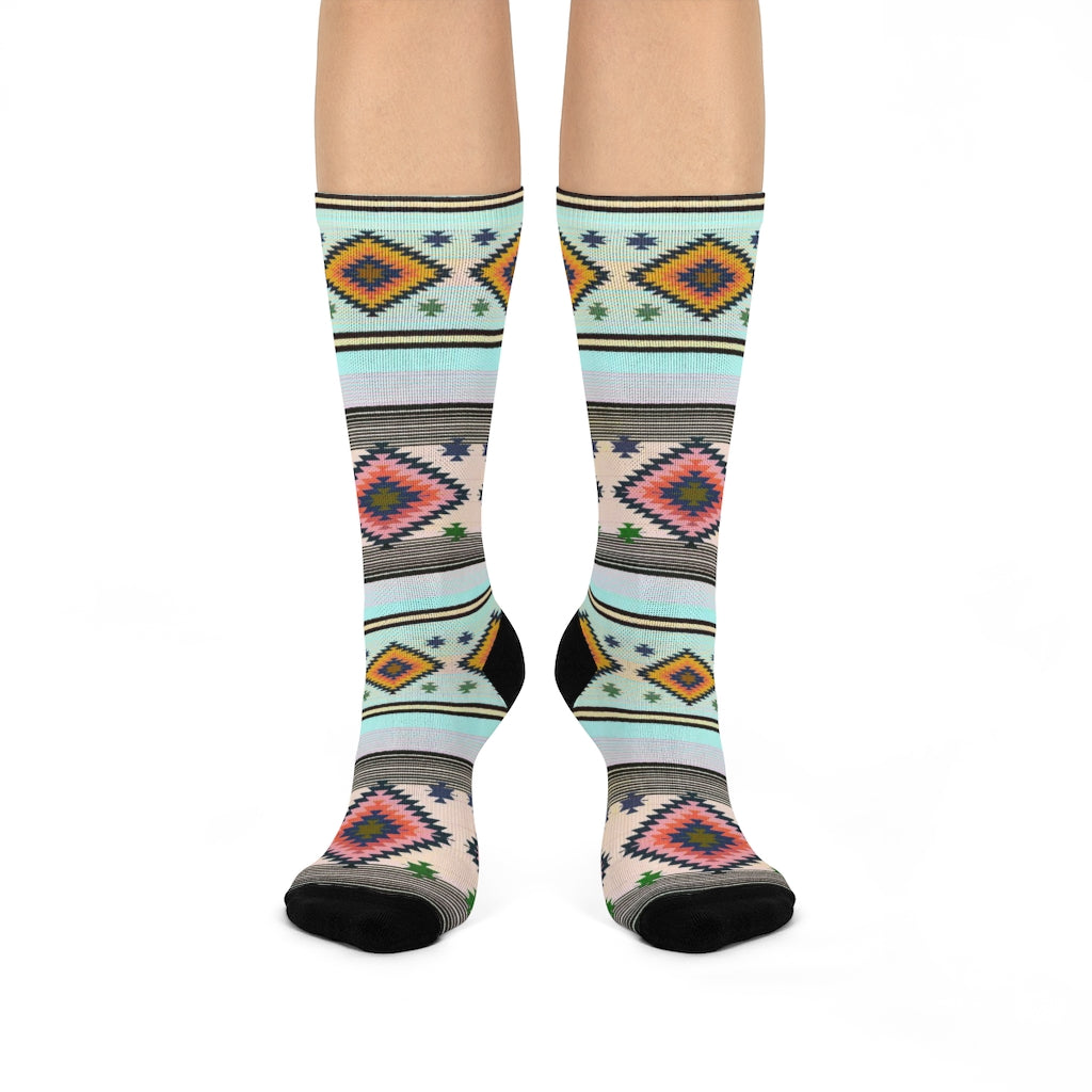 Funky Shaman Pale Mint | Native American Crew Socks