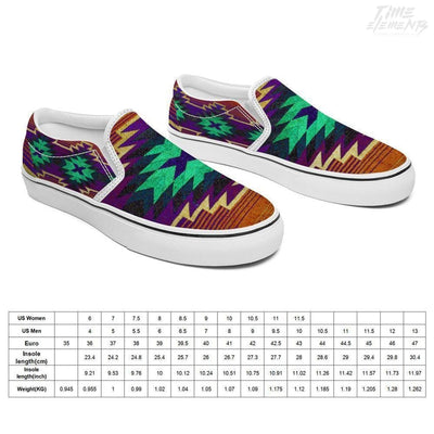 Funky Shaman Purple Green Sienna - Native American Shoes / Slip-on Sneakers