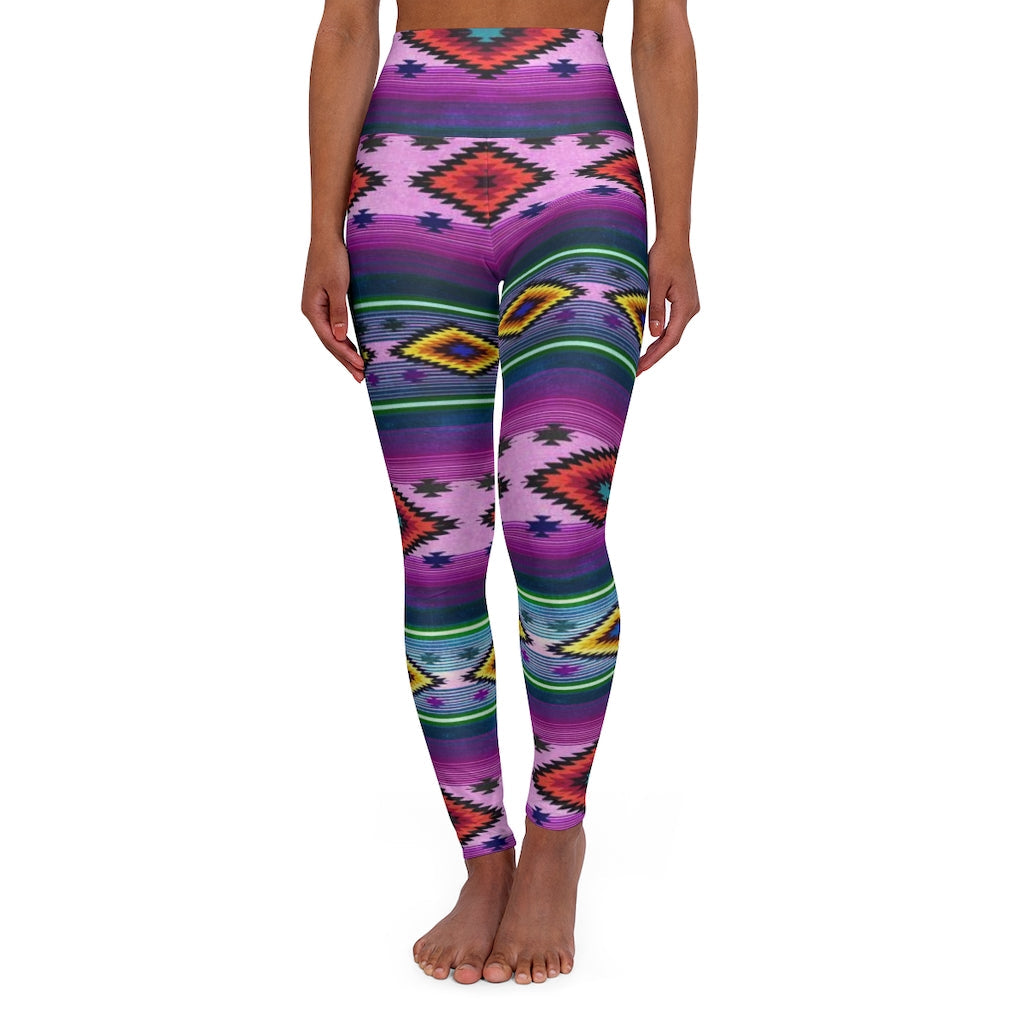 Funky Shaman Purple Yellow | Native American Yoga Leggings