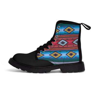 Funky Shaman Red Blue - Native American Pattern | Women's Canvas Boots