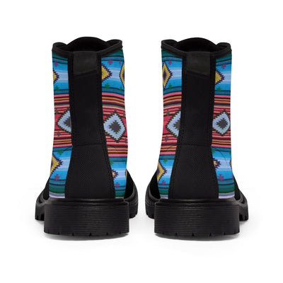 Funky Shaman Red Blue - Native American Pattern | Women's Canvas Boots