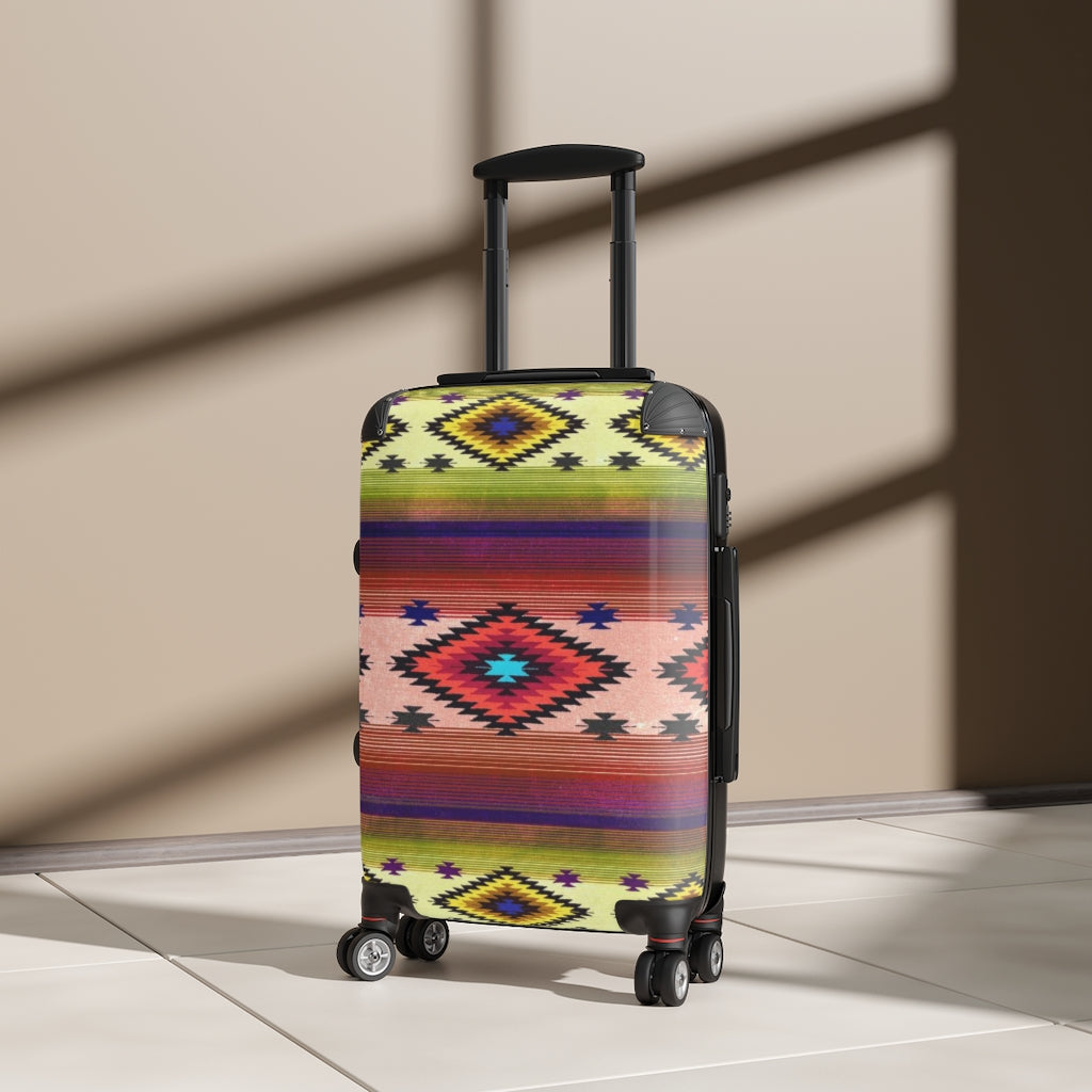 Funky Shaman Yellow Purple Native American Design Travel Suitcase TimeElements.shop