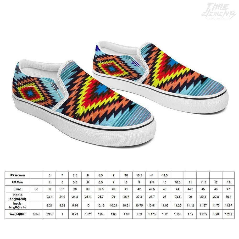 Funky Shaman Yellow Red Blue - Native American Shoes / Slip-on Sneakers