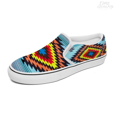 Funky Shaman Yellow Red Blue - Native American Shoes / Slip-on Sneakers