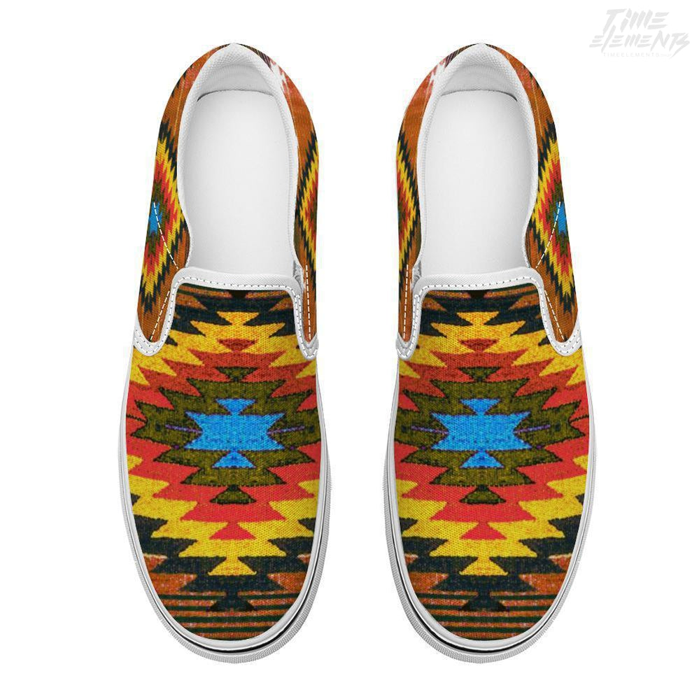 Funky Shaman Yellow Sienna | Native American Slip-on Sneakers