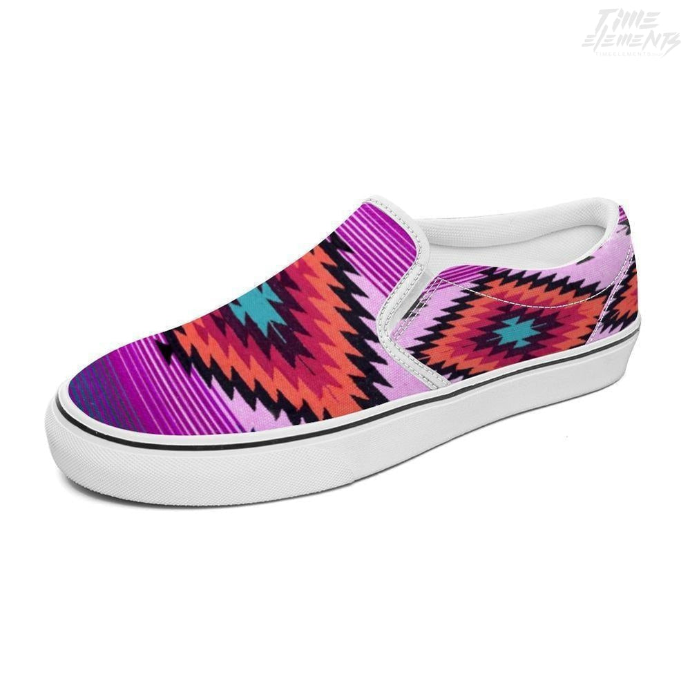 Funky Shamanic Purple Orange- Native American Shoes / Slip-on Sneakers