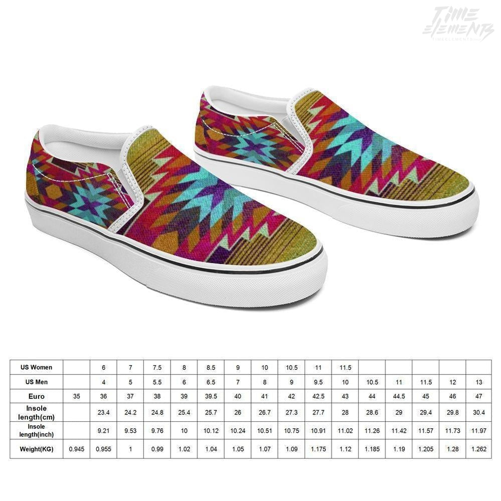 Funky Shamanic Turquoise Sienna - Native American Shoes / Slip-on Sneakers