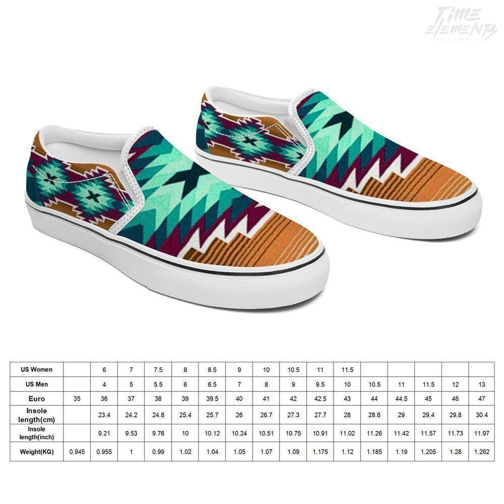 Funky shamanic Aqua Sienna - Native American Shoes / Slip-on Sneakers