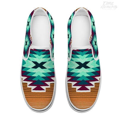 Funky shamanic Aqua Sienna - Native American Shoes / Slip-on Sneakers